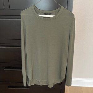 Womens Banana Republic Olive Green Long-Sleeve Crewneck Shirt